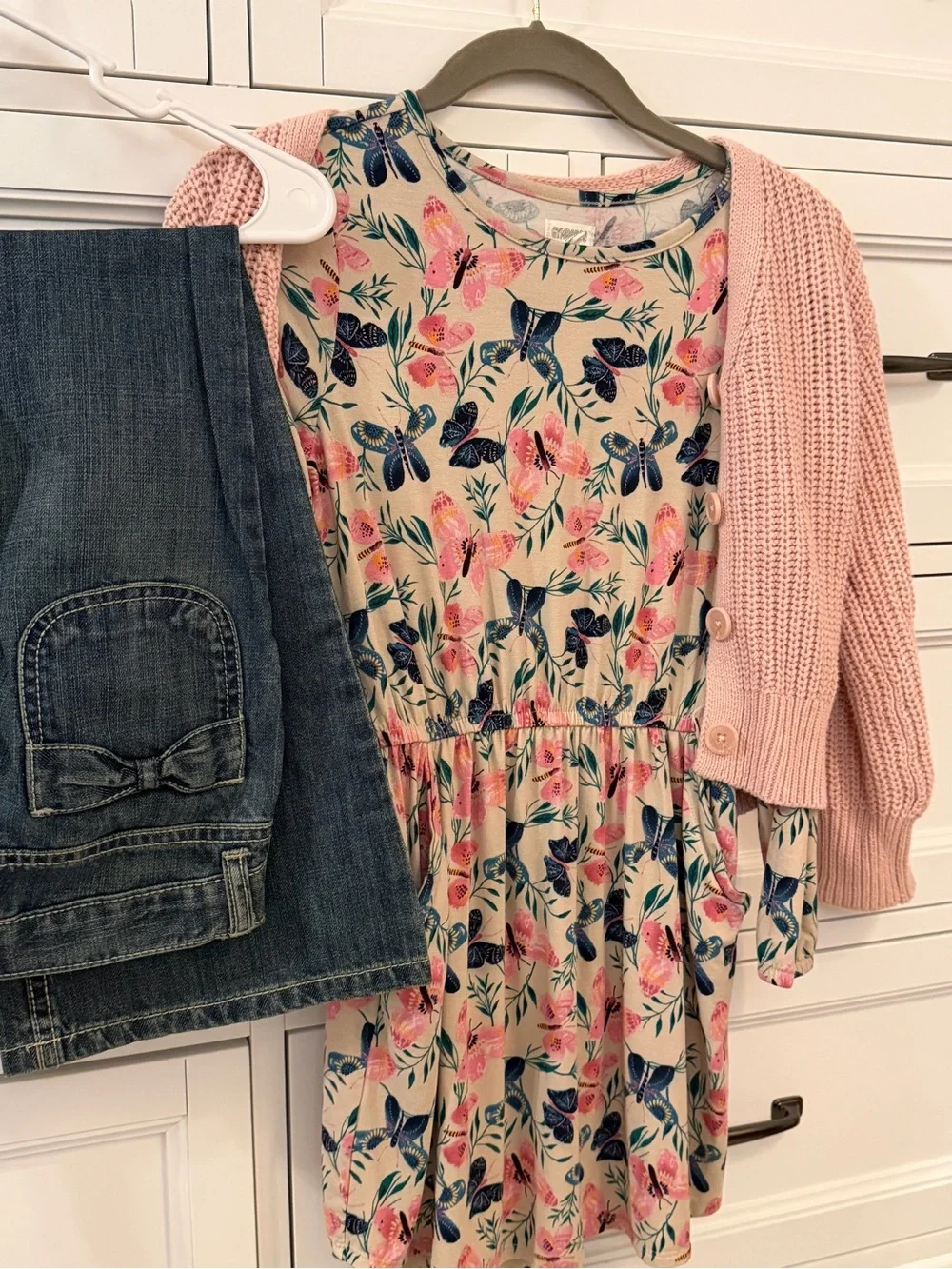 Gymboree M 7/8 Lot - Vest Flare Jeans White Top Floral Dress EUC